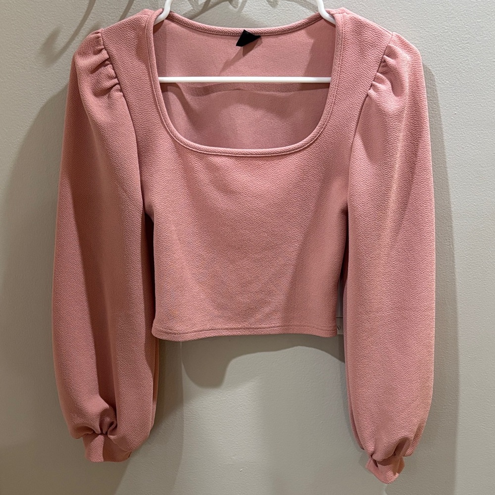 SHEIN Blush Pink Square Neck Blouse